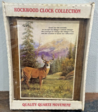 Groovy Vintage Deer Motif Serenity Prayer Rockwood Clock Collection NIP picture