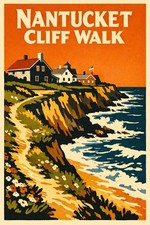 🌊 Nantucket Cliff Walk Poster - 24x36” 🗞️ Hi-Res💎 Print - Coastal Art picture