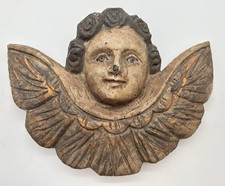 Antique Italian Renaissance Carved Wood Putti Cherub Angel Wall Plaque C. 1850 picture