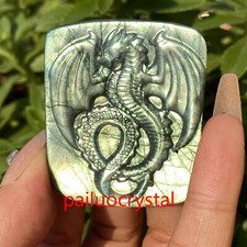 1pcs Natural Labradorite dragon Quartz Crystal Skull Carved Figurines 1.8