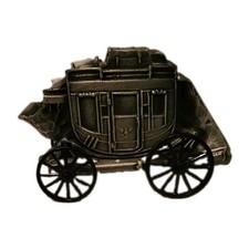 Vintage Metal Silver Stage Coach Coin Bank State Bank Of Southern Utah Halloween picture