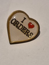 Vintage I Love Orders Heart Shaped Lapel Pin picture