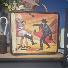 Vintage 1958 Walt Disney Productions Zorro Metal Lunch Box Aladdin Industries picture