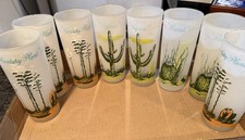 Vintage Bailey Oils Arizona Cactus Frosted Glass Tumblers Set of 8 Advertising picture