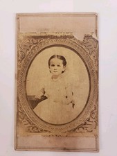 Antique 1860s Carte de Visite CDV Photograph of Girl Seated with 3 Cent Stamp picture