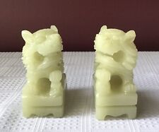 Pair Of Vintage Chinese Celadon Jade Foo Dogs picture
