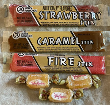 Vintage JOLLY RANCHER STIX CANDY Lot Of 6 NOS Fire Strawberry Caramel STIX Bu picture