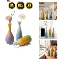 Ceramic Bud Vase Set of 3 Modern Minimalist Gradient Matte Decor for Flowers picture