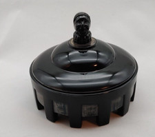 Taussaunt Beaumont Ebony Onyx Gold Court Jester Powder Jar 1930s RARE picture