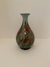 Pottery Vase Ceramic With Red Flowers (Peer 1 Imports) picture