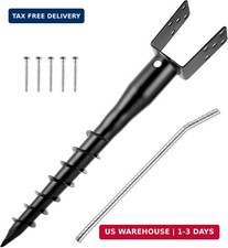 No Dig Ground Screw Anchor - Black U Shaped Post Stake for 4x4 Wood Posts, Inclu picture