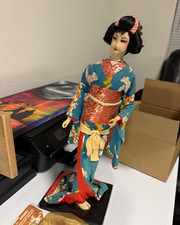 Vintage Japanese Geisha Kimono Dolls Lot of 3 Display Figures Leaning AS-IS picture