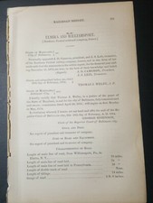 1874 train report  ELMIRA & WILLIAMSPORT RAILROAD  north central RR Pennsylvania picture