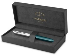 Parker 51 Fountain Pen Teal & Chrome Fine Point New In Original Box 2123506 picture
