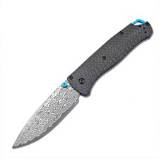 5353 Damascus Pattern Folding Utility Knife –Carbon Fiber Handle with Drop-Point picture