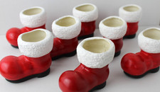 Santa Claus Vtg Boot Planter Ceramic Candy Candle Holder 3
