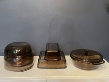 7-Pc Vintage Amber Glass Bakeware Set PYREX 023 024 213 222 Anchor Hocking picture