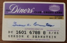 Vintage 1965 Diners Club Credit Charge Card picture