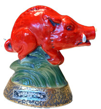 Vintage 1969 Ezra Brooks Red Arkansas Razorback Whiskey Decanter Heritage picture
