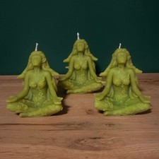 WHOLESALE Candles Lot of 10 Woman Nature Meditation Green Beeswax Pillar Candle picture