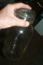 RARE 1910 Atlas Hazel Clear Glass Half Gallon Canning Jar T OVER F ON BOTTOM JAR picture