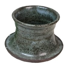 Vintage Studio Pottery Bud Vase Signed Chop Mark Blue Green Speckled 2.5