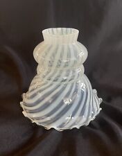 Antique Fenton Glass White French Opalescent Swirl Ruffled Lamp Light Shade 5.5” picture