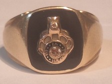 Vintage Men's 10K Gold BPOE Elks Lodge Signet Ring Size 10 9g Heavy picture