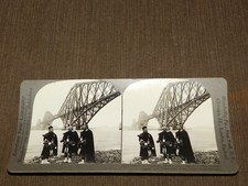 VINTAGE STEREOVIEW STEREOSCOPE CARD GREAT FORTH BRIDGE EDINBURGH SCOTLAND  picture