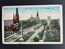 1928 Vintage Postcard Wisconsin Ave West Ninth St Milwaukee WI EC Kropp Posted picture