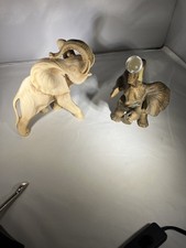 Vintage Signed Sandy ELEPHANT Trunk Up Figure plus another antique elephant W6 picture