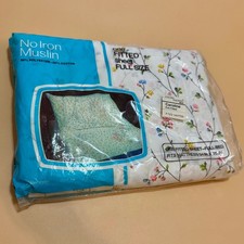 Vintage JCPenny Caroline Full Fitted Sheet NOS Floral Cottagecore Bedding 1967 picture