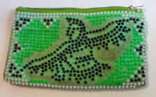 Native American Dancer & New Mexico Beaded Coin Purse Vintage Green Black White picture