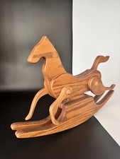 Vintage Handcrafted Wood Rocking Horse Folk Art Country Farmhouse Decor 11”x16” picture