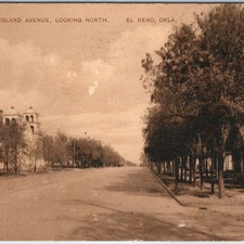 c1910s El Reno, OK Postcard South Rock Island Avenue Looking North Tree Road picture