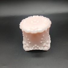 Pink Milk Glass Vanity Dresser Trinket Box w/Lid  footed Victorian 1886 picture