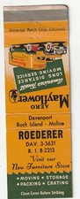 MATCHBOOK COVER - ROEDERER - DAVENPORT ROCK ISLAND MOLINE - MAYFLOWER TRUCKING picture