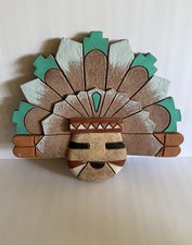 Southwestern Hopi Sunface Kachina Wall Art Native Headdress Tribal Vtg picture
