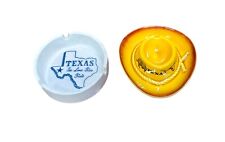 2 Vtg Ceramic Texas Lone Star State Ashtrays picture