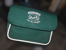 Vintage Hermès Eau de Cologne Green Canvas Pouch / Travel Case picture