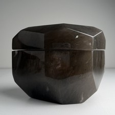 Robert Kuo Signed Smoky Quartz Rock Crystal Faceted Covered Box Mid Century Art picture
