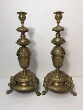 Pair of French Bronze Brass Candlesticks Holders, 16