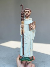 Vintage Saint Eusice Statue French Hermit Abbot Eusicius Catholic figurine picture