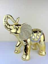 Golden Elephant Figurine Made In Jinhua China Trunk Up 10.5