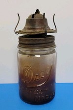 Vintage Drey Mason Jar Oil Lamp Burner Screw On With Wick picture