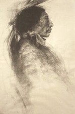 Vintage Joseph Long Elk Charcoal Print 🎨 Crow Chief, Cataloged N.C. Wyeth picture