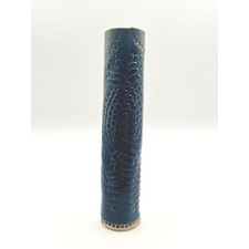 Artist‑Signed Pottery Vase — Tall Textured Ceramic, Deep Blue Glaze picture