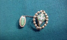 Vintage Catholic Daughters Of America Jr Green Enamel & Gold Tone Lapel Pin picture