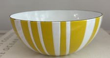 Vintage Cathrineholm Norway Yellow & White Stripes Enamel Bowl 7” Kittlesen RARE picture