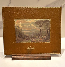 Vintage Fausto Contini Italian Leather Art Plaque Naples Florence Italy 1960s picture